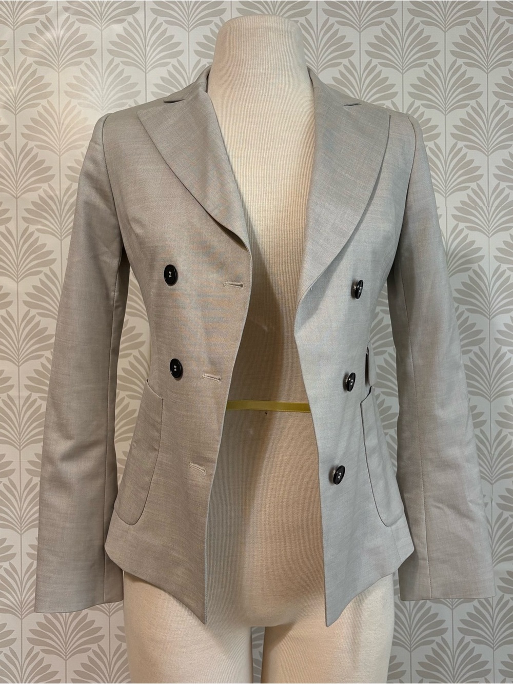 Reiss Light Gray Double-Breasted Tailored Blazer
